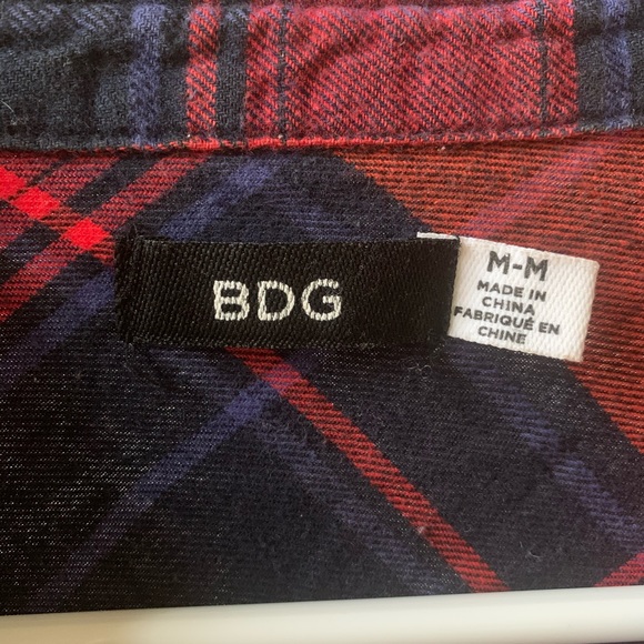 Navy and Red Urban Outfitters Flannel - Picture 3 of 5